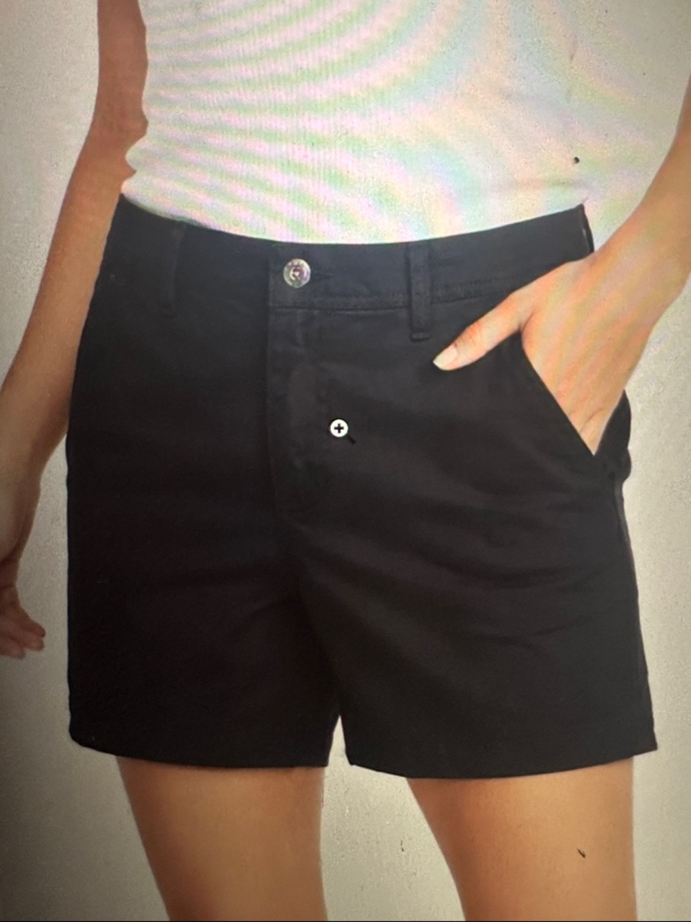 NWT Old Navy Black Mid Rise Cotton Bermuda Shorts, size 10